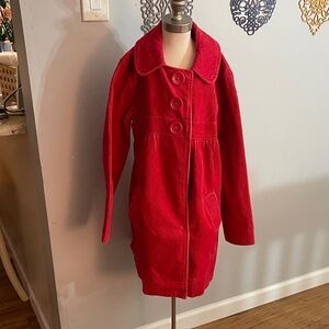 Mini Boden Kids Red Corduroy Trench Coat size 9-10 kids